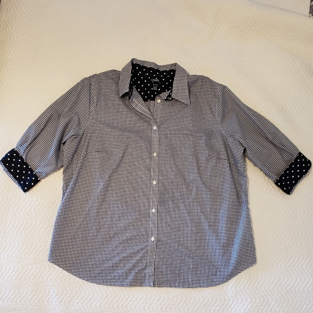 Chaps Woman's Gingham Long Sleeve Button 2X